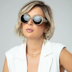NEW Celine CL4240IS 25A ANIMATION Ivory Silver Studs Smoke Geometric Sunglasses